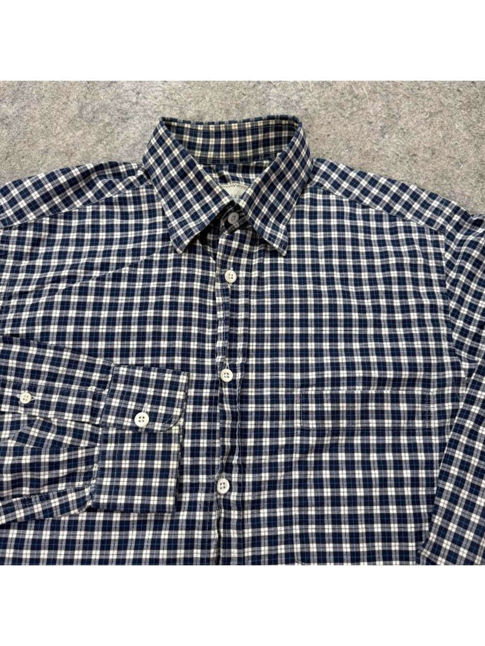 Billy Reid Shirt Men S Blue Gray Plaid Full Cut Long Sleeve 42"